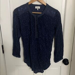 Lucky Brand Dark Blue Textured Button Down Shirt
